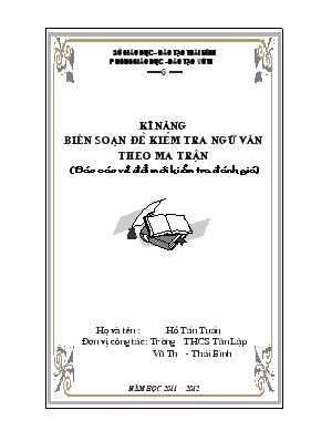 Kĩ năng biên soạn đề kiểm tra Ngữ văn theo ma trận